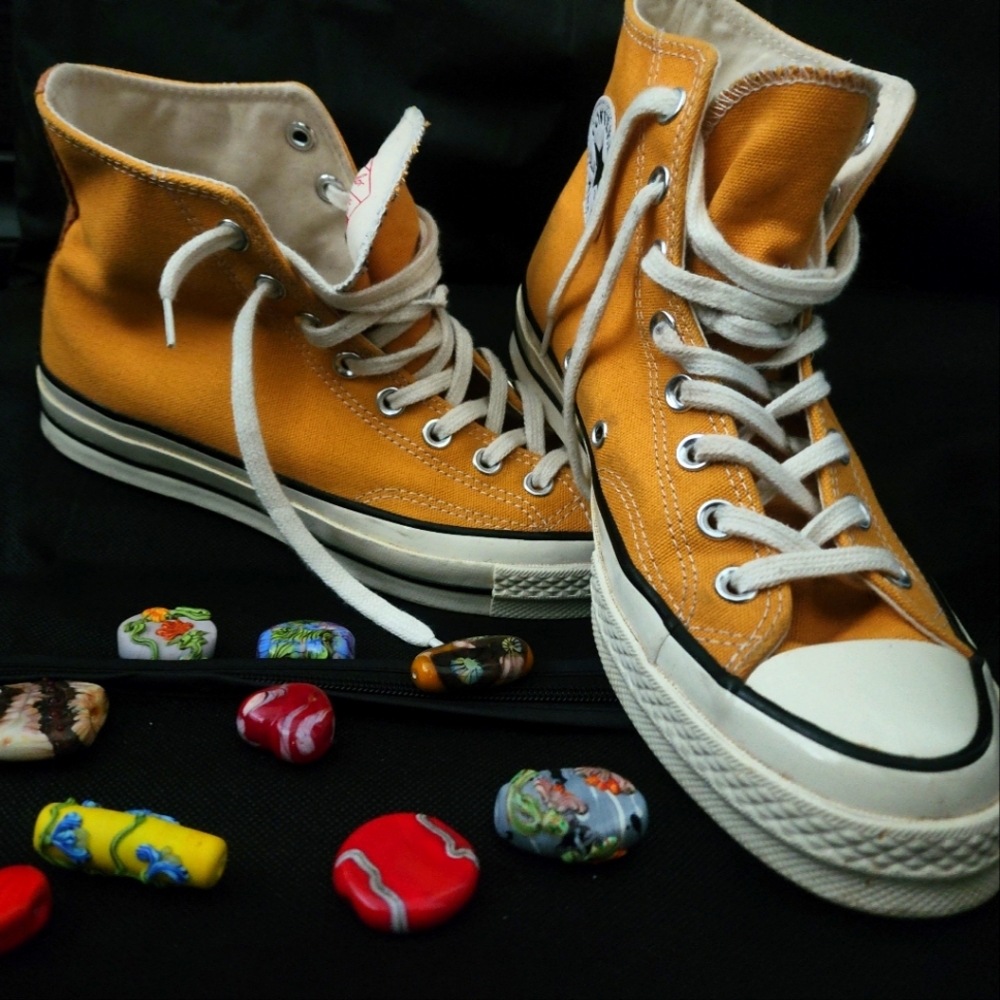 Convers Mustard Yellow High-Top Sneakers